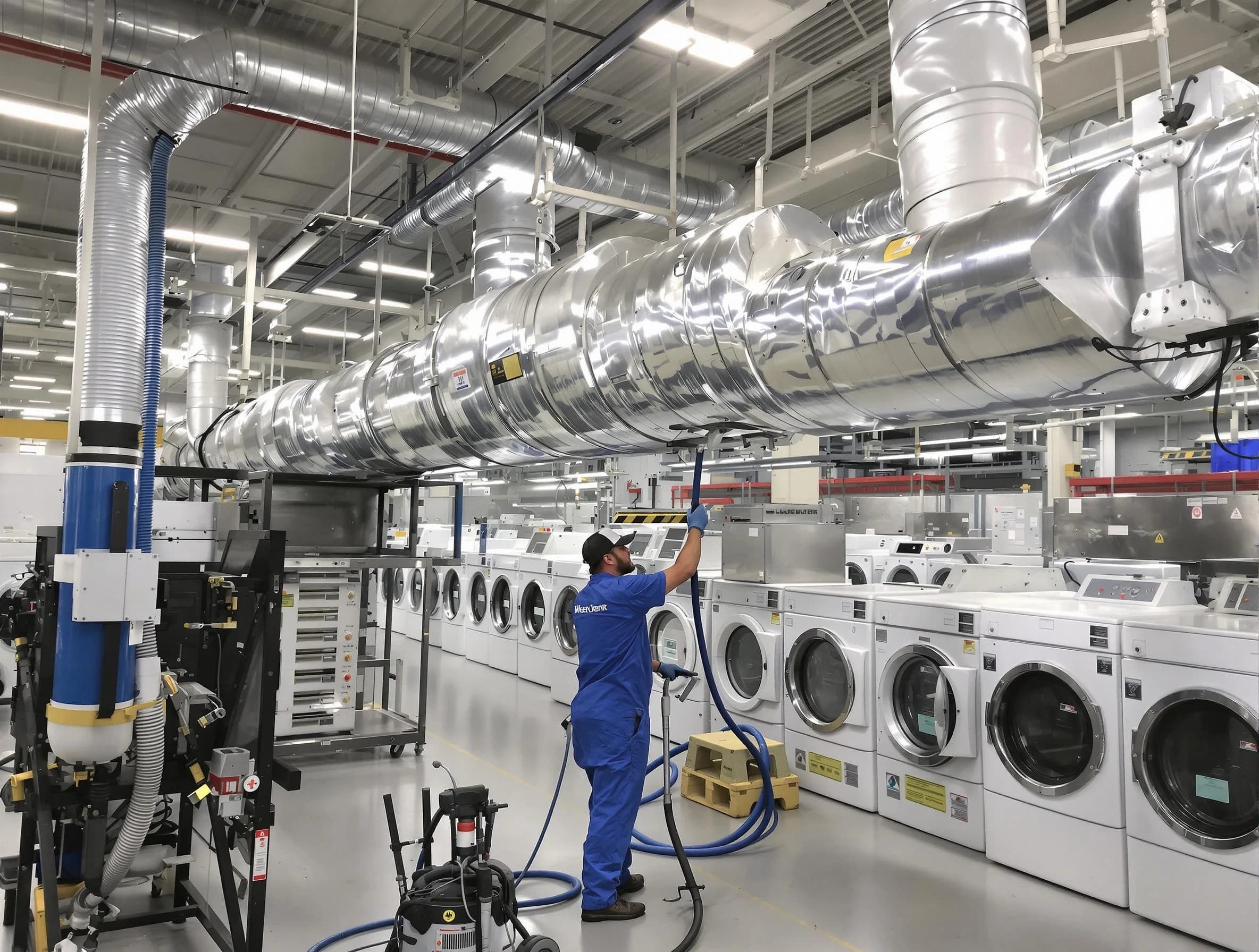 Dedham Dryer Vent Cleaning team performing heavy-duty industrial dryer vent cleaning in Dedham