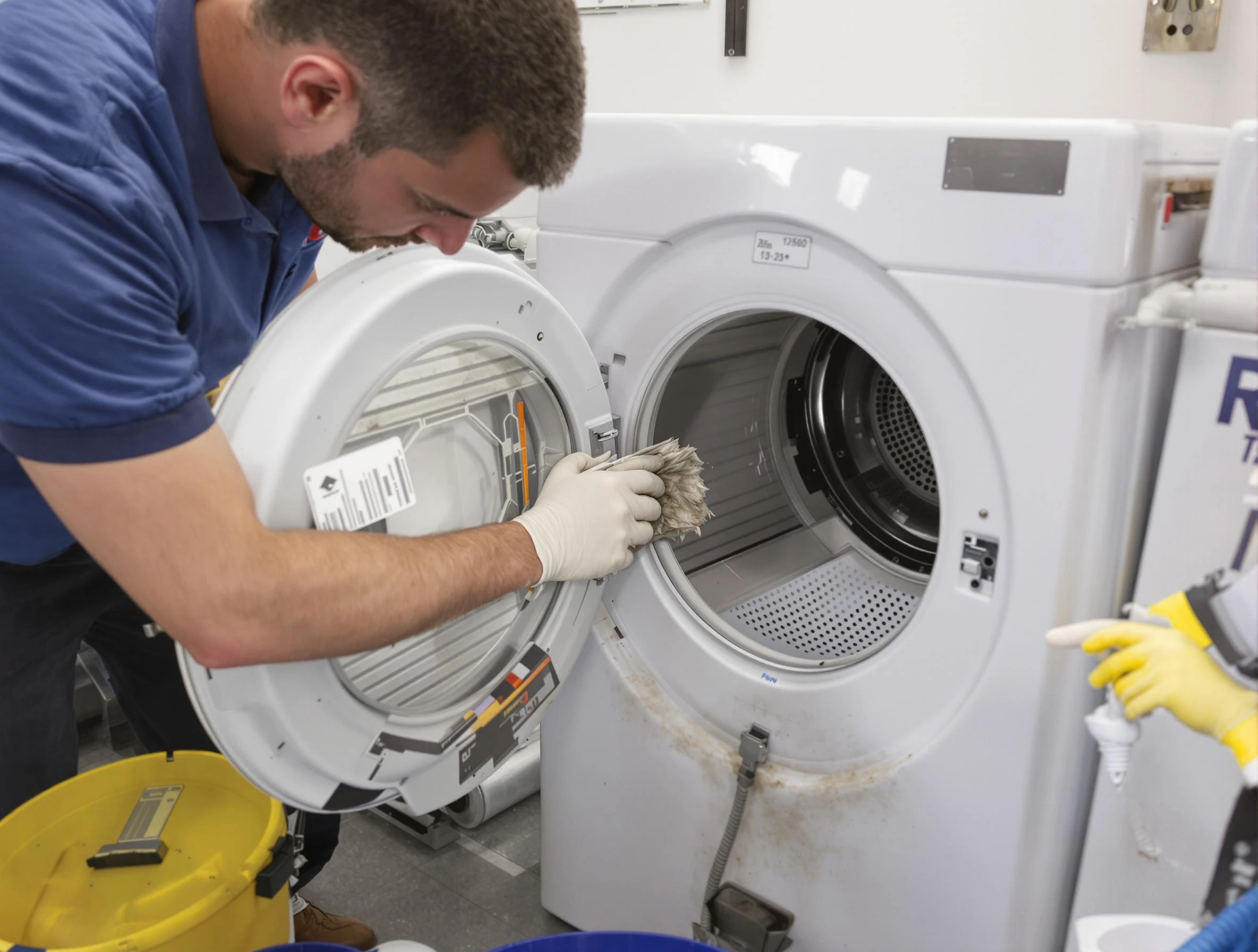 Dedham Dryer Vent Cleaning specialist performing detailed lint trap cleaning service in Dedham