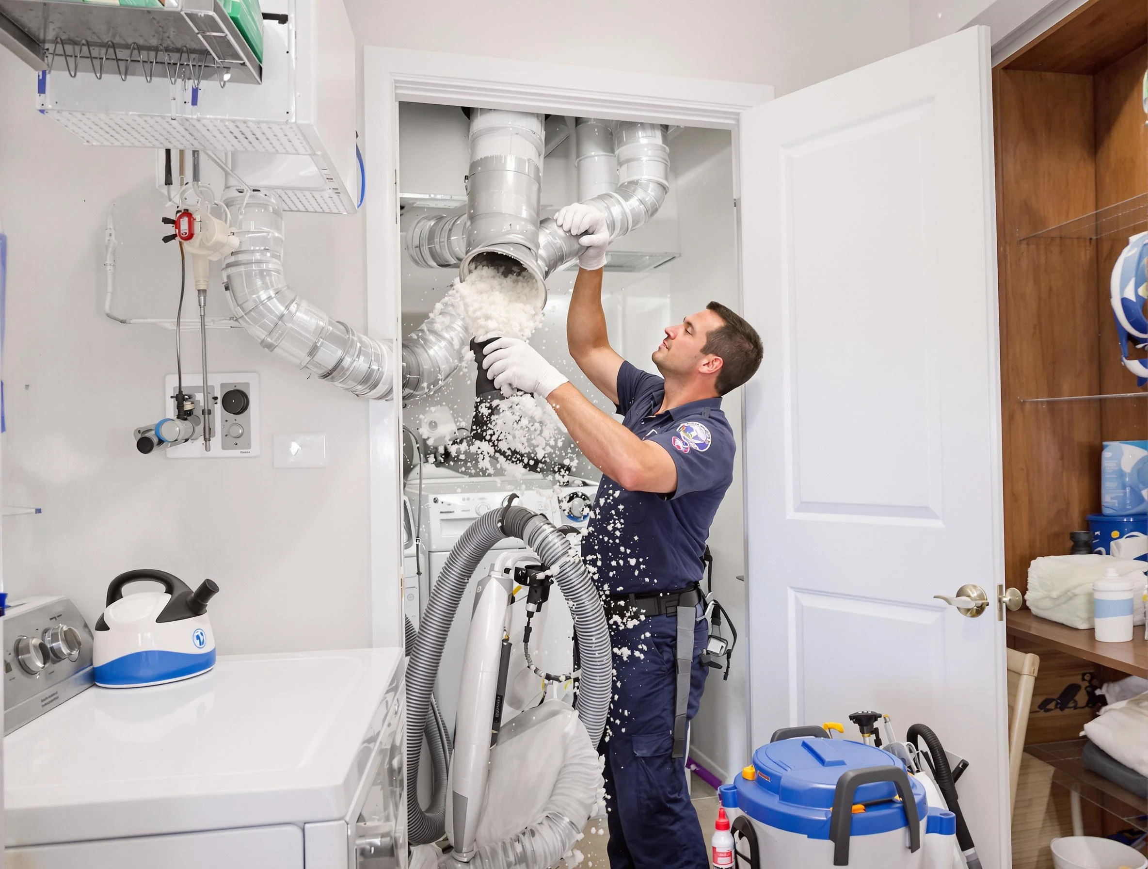 Dedham Dryer Vent Cleaning technician delivering thorough residential dryer vent cleaning service in Dedham